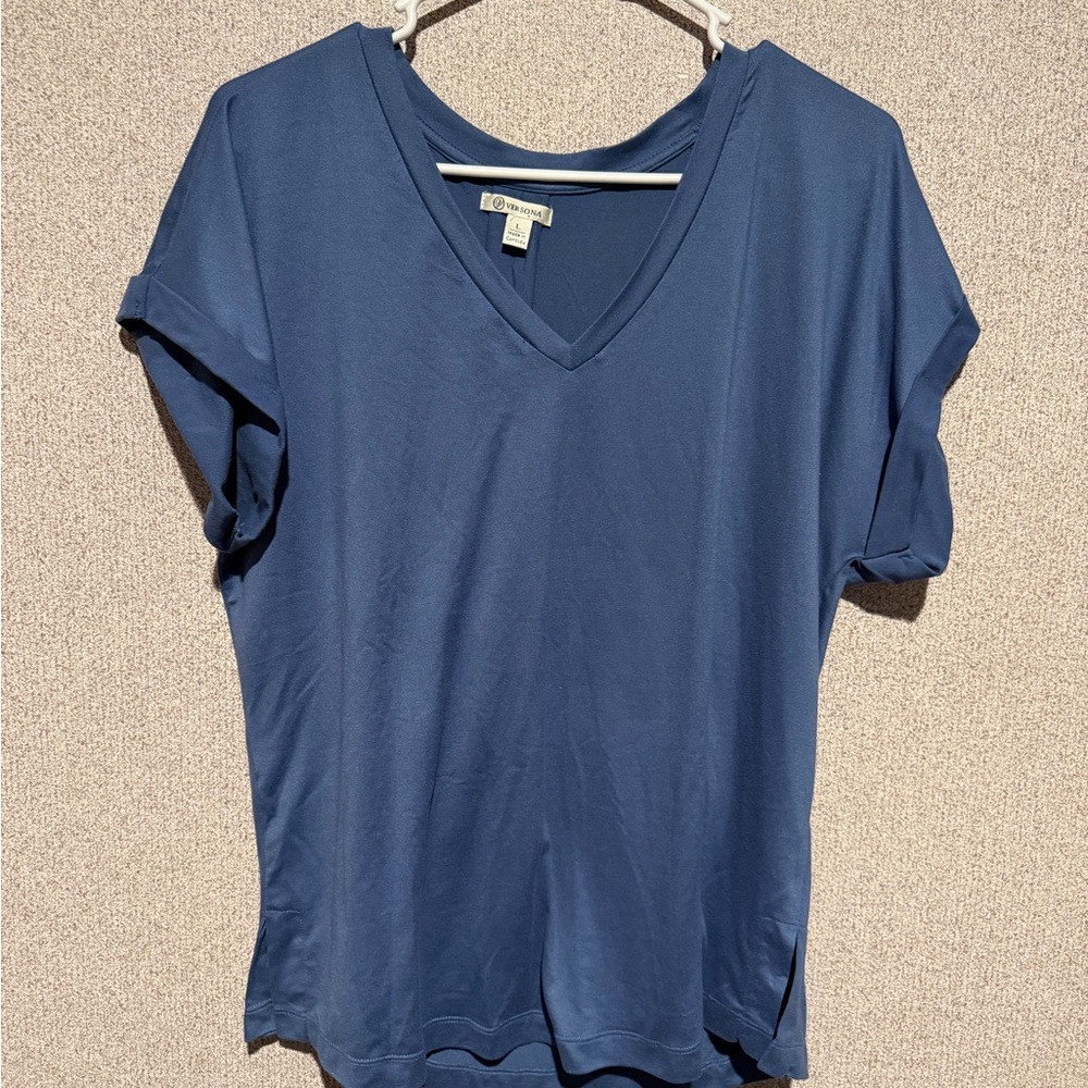 Versona Navy V-Neck Short Sleeve Top
